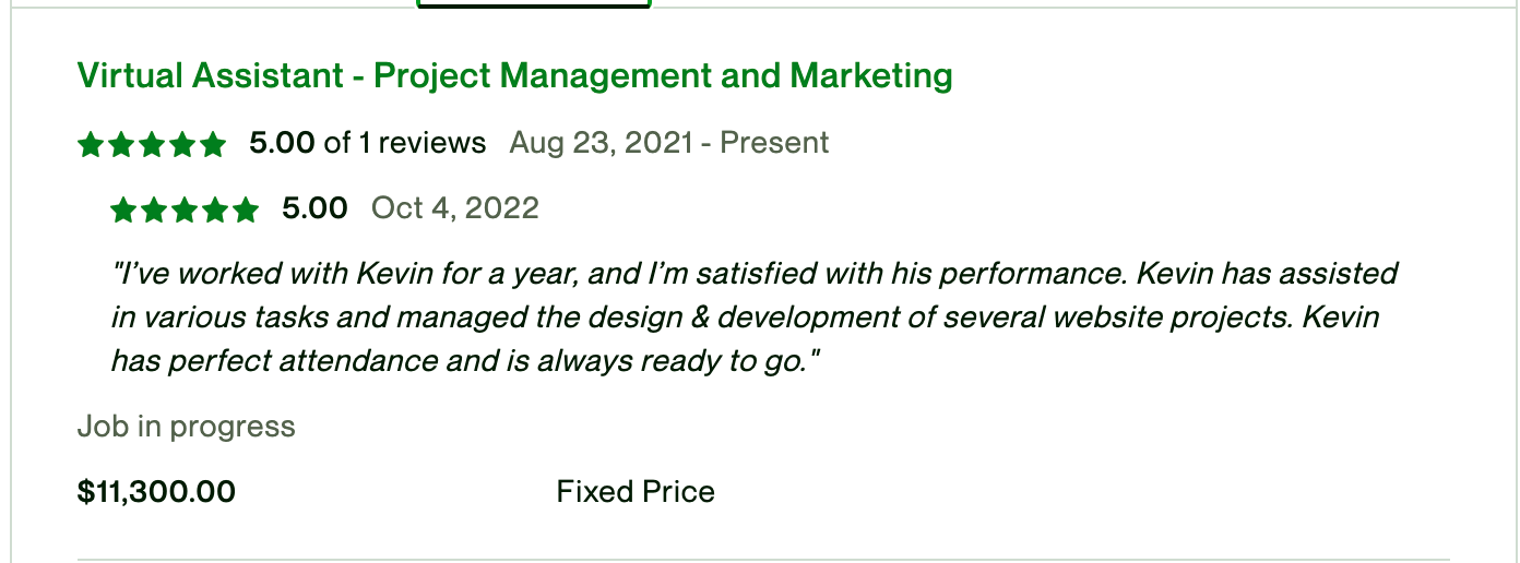Client testimonial